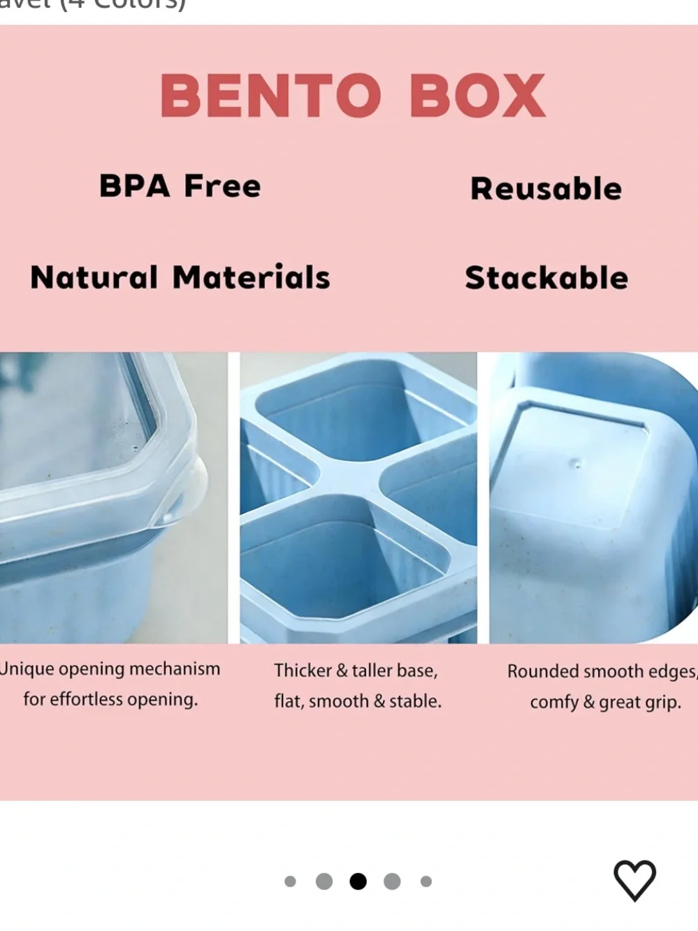4-Compartment Meal Prep Container Set Bento Boxes - 4 Colors NWT